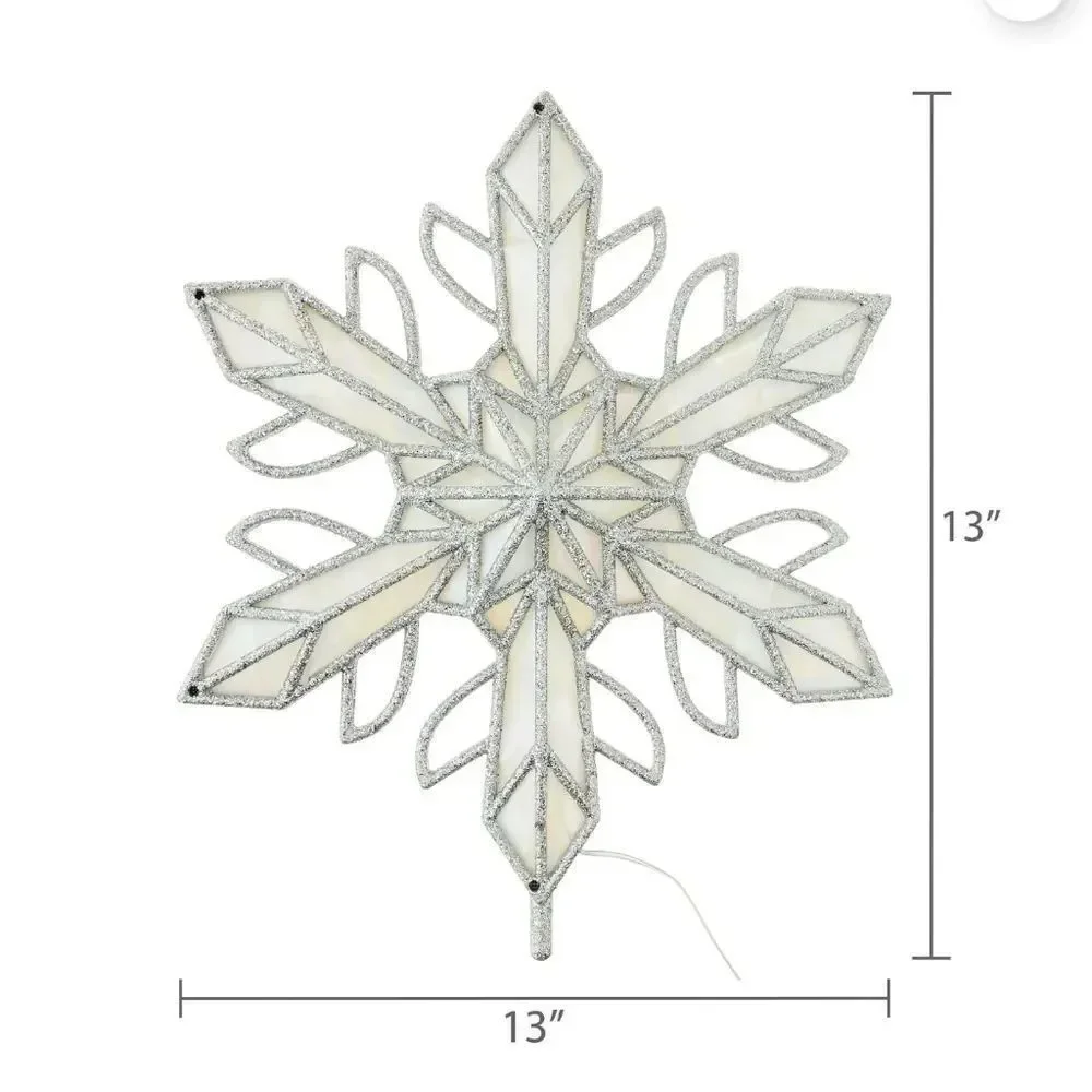 LED Snowflake Christmas Tree Topper, Silver, 15.75